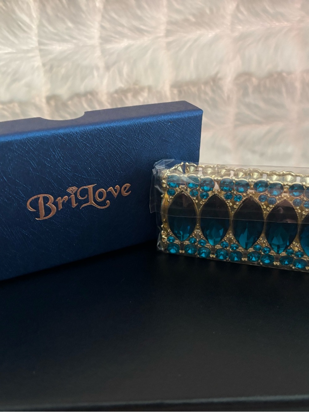 BriLove Gold & Teal Jeweled bracelet